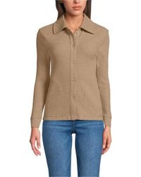 Lands' End - Long Sleeve Waffle Collared Shacket - Lyst
