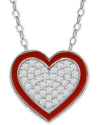 Giani Bernini - Cubic Zirconia & Red Enamel Heart Pendant Necklace - Lyst