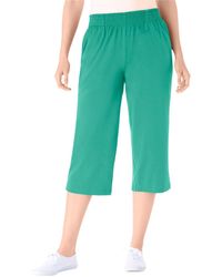 Woman Within - Within Elastic-waist Pull-on Knit Pocket Capri Pants - Lyst