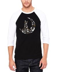 LA Pop Art - Cat Sitting On Moon Raglan Baseball Word Art T-shirt - Lyst