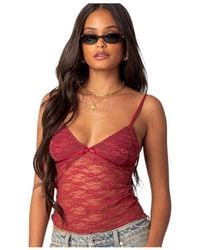 Edikted - Eira Sheer Lace Tank Top - Lyst