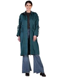 Standards & Practices - Denim Hooded Long Trench Coat - Lyst