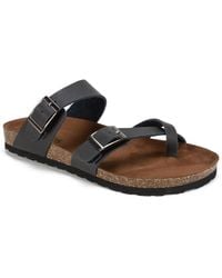 White Mountain Gracie Leather Flat Footbed Sandals in Brown Lyst