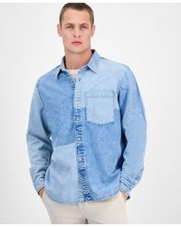 Sun & Stone - Sun + Stone Long Sleeve Button-front Denim Panel Shirt - Lyst