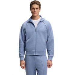 BOSS - Boss By Cotton-blend Zip-up Piping Detail Hoodie - Lyst