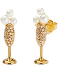 Kate Spade - Gold-tone Crystal & Imitation Pearl Stud Earrings - Lyst