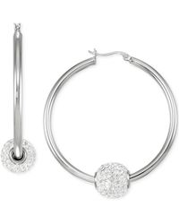 Macy's - Crystal Pave Fireball Medium Hoop Earrings - Lyst