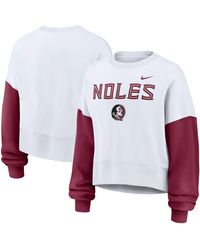 Nike - Florida State Seminoles Color Block Oversized Cropped Pullover Sweatshirt - Lyst
