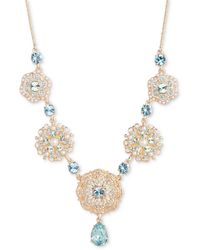 Marchesa - Gold-tone Crystal & Imitation Pearl Flower Statement Necklace - Lyst