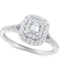Macy's - Diamond Emerald-cut Double Halo Engagement Ring (1/2 Ct. T.w. - Lyst