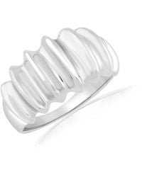 Simona - Polished Designed Textured Ring - Lyst