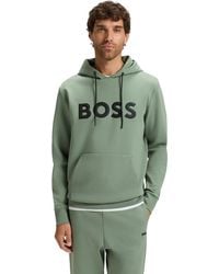 BOSS - Boss By Moulded Logo Cotton Blend Hoodie - Lyst