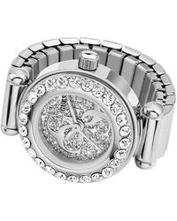 Guess - Glitz -tone Stainless Steel Analog Ring Watch - Lyst