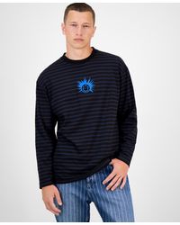 BOSS - Hugo By Striped Cotton Logo Graphic Crewneck T-shirt - Lyst