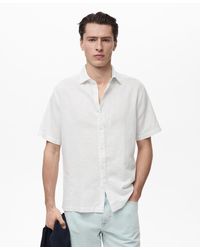 Mango - Short Sleeve Linen-blend Shirt - Lyst
