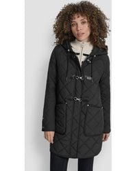 DKNY - Hooded toggle Quilted Coat - Lyst