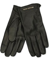Michael Kors - Michael Logo Detail Leather Tech Gloves - Lyst