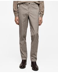 Mango - Slim-fit Cotton Micro-houndstooth Slim-fit Pants - Lyst