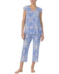 Ellen Tracy - Printed Short-sleeve Cropped Pajama Set - Lyst