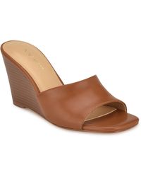 Nine West - Niya Square Toe Slip-on Wedge Dress Sandals - Lyst