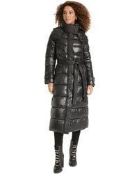 Karl Lagerfeld - Karl Lagerfeld Shine Hooded Belted Puffer Coat - Lyst