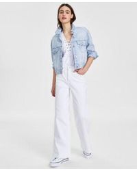 DKNY - Oversized Crop Logo Jacket Lace Up V Neck Short Sleeve T Shirt High Rise Flare Leg Jeans - Lyst