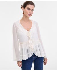 INC International Concepts - Printed Ruffle-collar Top - Lyst