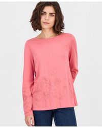 Style & Co. - Embroidered Boat-neck Long-sleeve Top - Lyst