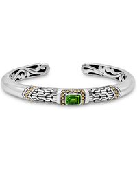 DEVATA - Peridot & Bali Cuff Bracelet - Lyst