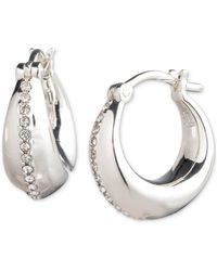 Ralph Lauren - Lauren Sterling Silver Extra-small Pave Sculpted Hoop Earrings - Lyst