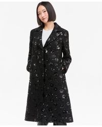 Cece - Sequin Floral Notch-collar Coat - Lyst