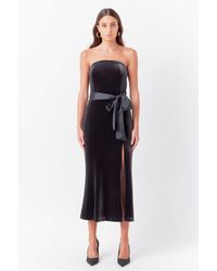 Endless Rose - Strapless Velvet Midi Dress - Lyst