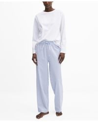 Mango - Two-piece Striped Cotton Pajamas - Lyst