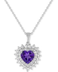 Macy's - Blue Topaz 1-7/8 Ct. T.w. Lab-created White Sapphire 1-1/4 Ct. T.w. Heart Pendant - Lyst