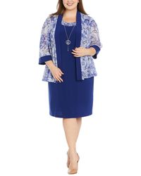 R & M Richards - Plus Size Floral-print Jacket And Contrast-trim Sleeveless Dress - Lyst