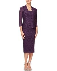 Sl Fashions - 2-pc. Lace Jacket & Midi Dress Set - Lyst