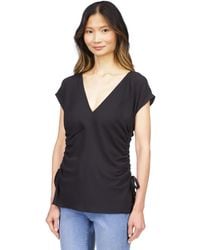 Michael Kors - Michael Solid Ruched V-neck Top - Lyst