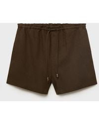 Mango - Straight-fit Drawstring Linen Shorts - Lyst