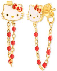 Macy's - Enamel & Bead Chain Hello Kitty Front To Back Drop Earrings - Lyst