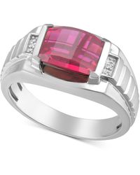 Macy's Lab-created Sapphire & Diamond Accent Ring In 18k Gold-plated Sterling Silver (also In Lab-created Ruby) - Metallic
