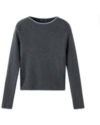 Mango - Ribbed-knit Contrast-trim Crewneck Long-sleeve Sweater - Lyst