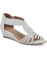 Style & Co. - Ginifur Embellished Satin Strappy Wedge Sandals - Lyst