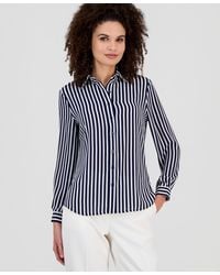 Anne Klein - Striped Slim-fit Utility Blouse - Lyst