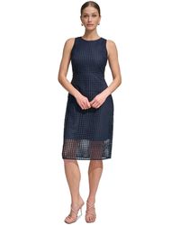 DKNY - Sleeveless Grid Lace Sheath Dress - Lyst