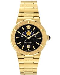 Versace - Swiss Greca Logo Gold Ion Plated Stainless Steel Bracelet Watch 38mm - Lyst