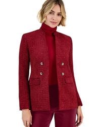 Anne Klein - Tweed Double-breasted Notched-collar Jacket - Lyst