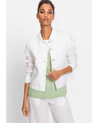 Olsen - Cotton Linen Long Sleeve Cropped Jacket - Lyst