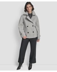 DKNY - Short Double Breasted Collared Coat - Lyst