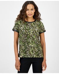 Anne Klein - Petite Animal-print Button-back Top - Lyst
