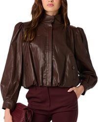 Astr - Faux Leather Cropped Bomber Jacket - Lyst